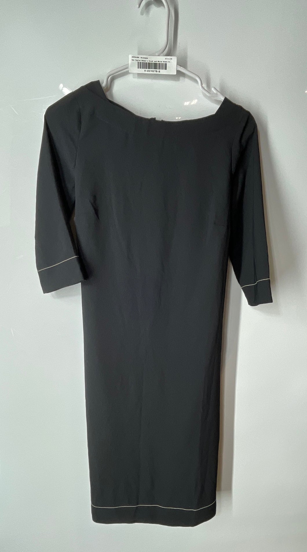 Ann Taylor Womens Black And White Half Sleeve Belted Short Sheath Dress Size XSP