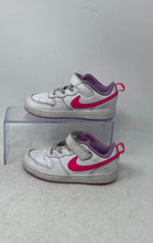 Load image into Gallery viewer, Nike Kids Court Borough 2 BQ5453-111 White Pink Hook &amp; Loop Sneaker Shoes Sz 10C
