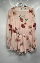 Load image into Gallery viewer, Forever 21 Womens Beige Floral Long Sleeve V-Neck One-Piece Romper Size Medium
