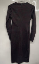 Load image into Gallery viewer, Zara Womens Burgundy Gray Plaid Print Long Sleeve Midi Bodycon Dress Size M
