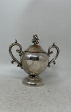 Load image into Gallery viewer, Vintage Silver-Tone Engraved Flatware Double Handle Footed Sugar Bowl With Lid
