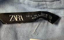 Load image into Gallery viewer, Zara Womens Blue Long Sleeve Collared Pockets Button-Up Shirt Size Large
