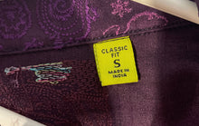 Load image into Gallery viewer, Robert Graham Mens Purple Cotton Paisley Classic Fit Button-Up Shirt Size Small
