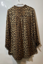 Load image into Gallery viewer, H&amp;M Womens Brown Black Animal Print Long Sleeve Button Front Shirt Dress Size XS
