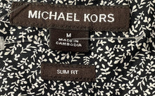 Load image into Gallery viewer, Michael Kors Mens Black White Leaf Print Slim Fit Button-Up Shirt Size M
