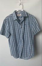 Load image into Gallery viewer, Original Penguin Mens Blue Windowpane Classic Fit Button-Up Shirt Size M
