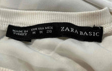 Load image into Gallery viewer, Zara Basic Womens White Eyelet Short Sleeve Round Neck Back-Zip Blouse Top Sz M
