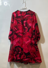 Load image into Gallery viewer, Calvin Klein Womens Red Floral Print Balloon Sleeve V-Neck Shift Dress Size 14W
