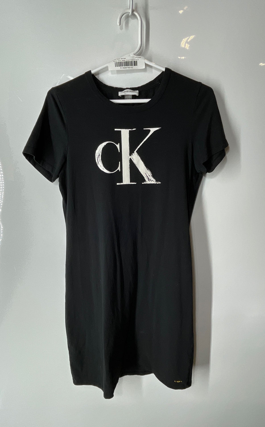 Calvin Klein Womens Black Short Sleeve Crew Neck Pullover T-Shirt Dress Size S