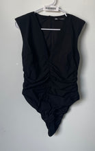 Load image into Gallery viewer, Zara Womens Black V-Neck Sleeveless Back Zipper Bodysuit Blouse Top Size Medium
