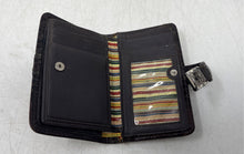 Load image into Gallery viewer, Brighton Womens Brown Croc Embossed Leather Card Holder Bi-Fold Wallet

