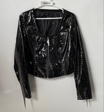 Load image into Gallery viewer, Akira Womens Black Long Sleeve Full Zip Cropped Motorcycle Jacket Size Large
