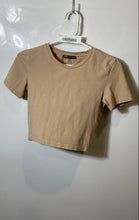 Load image into Gallery viewer, Zara Womens Brown Short Sleeve Crew Neck Pullover Cropped T-Shirt Size XS
