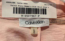 Load image into Gallery viewer, Calvin Klein Womens Pink Roll Tab Sleeve Split Neck Pullover Blouse Top Size L
