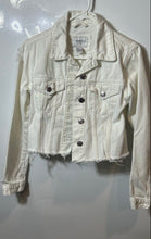 Load image into Gallery viewer, Forever 21 Womens White Long Sleeve Button Front Cropped Denim Jacket Size S

