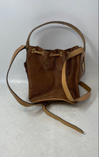 Load image into Gallery viewer, Vincent Van Gogh Womens Brown Leather Adjustable Strap Drawstring Bucket Bag

