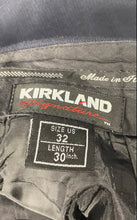 Load image into Gallery viewer, Kirkland Mens Navy Blue Wool Flat Front Straight Leg Dress Pants Size 32x30
