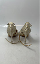 Load image into Gallery viewer, Badgley Mischka Womens Shiloh Beige With Silver Rhinestone Ankle Strap Heels 8

