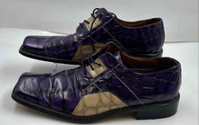Load image into Gallery viewer, Fratelli Mens Purple Leather Square Toe Lace-Up Oxford Dress Shoes Size 10
