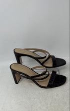 Load image into Gallery viewer, Ann Taylor Womens Brown Leather Open Toe Slip-On Block Platform Heels Size 8M
