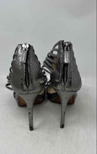 Load image into Gallery viewer, Michael Kors Womens Leann Silver-Tone Leather Back Zip Strappy Heels Size 7 M
