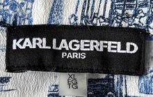 Load image into Gallery viewer, Karl Lagerfeld Womens Blue White Printed Long Sleeve Button-Up Shirt Size XL
