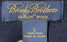 Load image into Gallery viewer, Brooks Brothers Mens Blue Saxxon Wool Long Sleeve V-Neck Pullover Sweater Size L
