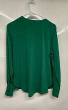 Load image into Gallery viewer, Ann Taylor Womens Green Long Sleeve V-Neck Pleated Front Blouse Top Size Small

