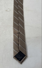 Load image into Gallery viewer, DKNY Mens Brown Striped Print Silk Keeper Loop Adjustable Pointed Tie
