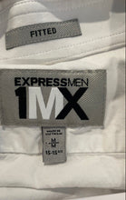 Load image into Gallery viewer, Express Mens White 1MX Fitted Long Sleeve Collared Dress Shirt Size M 15-15.5
