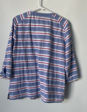 Load image into Gallery viewer, Anne Klein Womens Blue Multiple Striped 3/4 Sleeve Button Front Blouse Top Sz L
