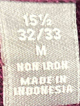 Load image into Gallery viewer, Michael Kors Mens Burgundy Airsoft Stretch Regular Fit Dress Shirt Size Medium

