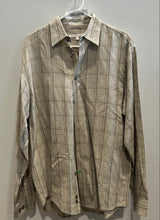 Load image into Gallery viewer, Perry Ellis Mens Beige Plaid Long Sleeve Spread Collar Button-Up Shirt Size S
