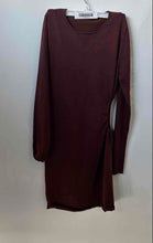 Load image into Gallery viewer, Zara Womens Brown Long Sleeve Round Neck Pullover Ruched Mini Dress Size M
