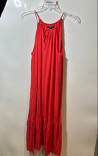 Load image into Gallery viewer, Banana Republic Womens Red Tie Neck Sleeveless Ruffle Hem Maxi Dress Size L
