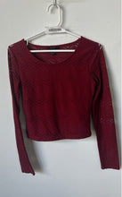 Load image into Gallery viewer, Forever 21 Womens Red Long Sleeve Scoop Neck Cropped Blouse Top Size M
