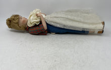 Load image into Gallery viewer, Plaid Shirt White Skirt Blonde Curly Hair Blue Jeans Porcelain Fashion Doll
