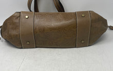 Load image into Gallery viewer, Antonio Melani Womens Brown Floral Embossed Leather Drawstring Shoulder Purse
