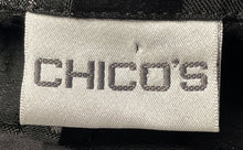 Load image into Gallery viewer, Chico's Womens Black Logo Print Long Sleeve Collared Button Front Jacket Size 3
