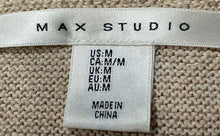 Load image into Gallery viewer, Max Studio Womens Beige White Striped Crew Neck Long Sleeve Pullover Sweater M
