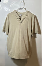 Load image into Gallery viewer, Zara Mens Beige Cotton Henley Neck Short Sleeve Pullover T-Shirt Size Large
