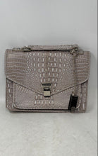 Load image into Gallery viewer, Marc Fisher Womens Light Gray Crocodile Embossed Faux Leather Top Handle Handbag
