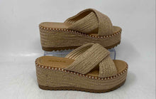 Load image into Gallery viewer, Soda Womens Beige Open Toe Slip-On Wedge Heel Platform Espadrille Sandals
