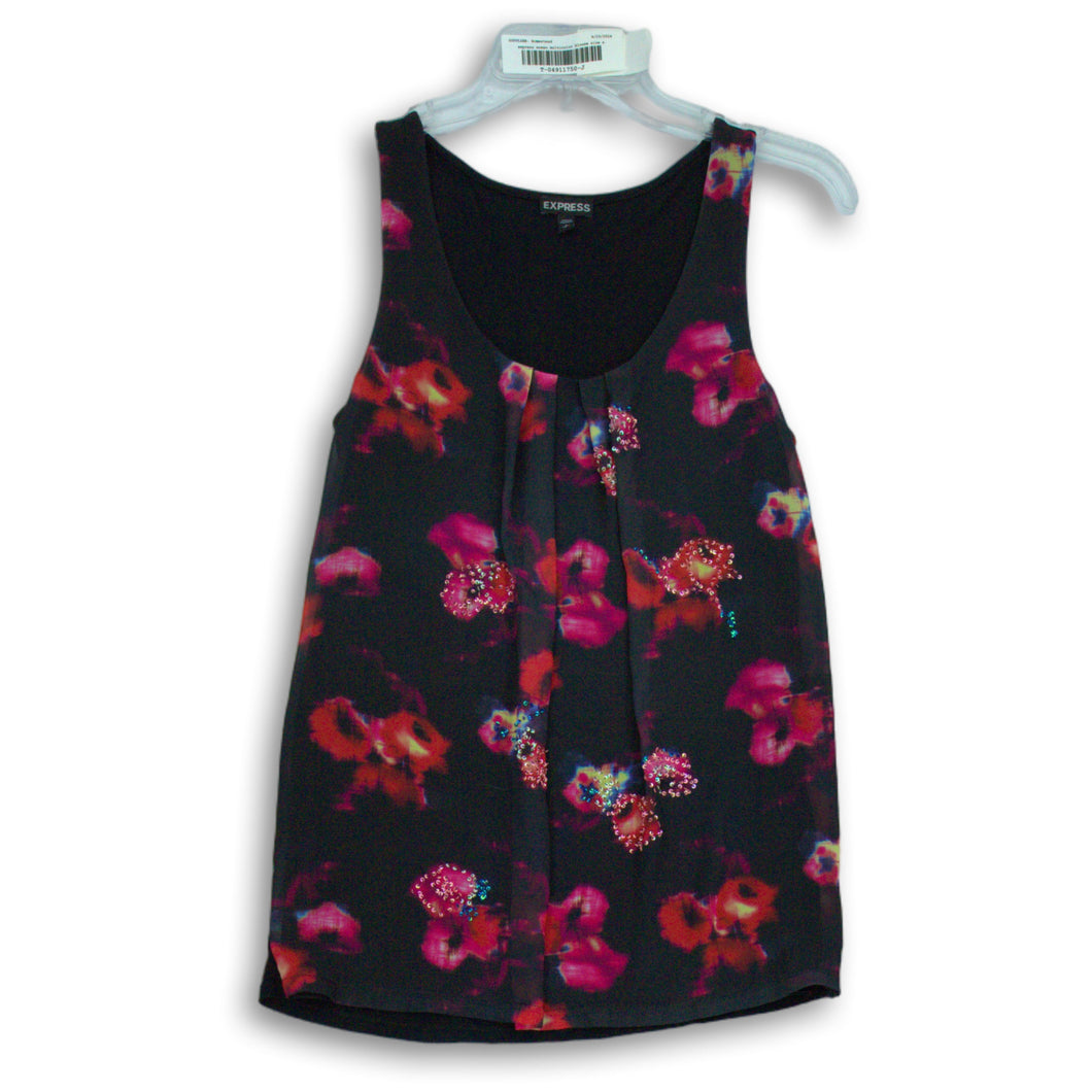Express Womens Multicolor Floral Sleeveless Scoop Neck Tank Blouse Top Size S