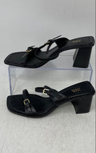 Load image into Gallery viewer, Zara Womens Black Leather Open Toe Adjustable Buckle Ankle Strap Heels Sz EUR 36
