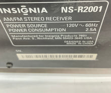 Load image into Gallery viewer, Insignia Model NS-R2001 Black 2.0 Channel AM/FM Stereo Receiver Not Tested

