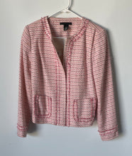 Load image into Gallery viewer, Apostrophe Womens Pink Printed Tweed Long Sleeve Full-Zip Blazer Jacket Size 6
