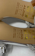 Load image into Gallery viewer, Aldo Womens Barrona Silver Rhinestone Stiletto Heel Ankle Strap Sandals Size 6
