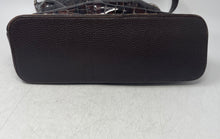 Load image into Gallery viewer, Brighton Womens Brown Croc Embossed Patent Leather Zip Top Charm Shoulder Bag
