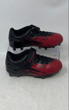 Load image into Gallery viewer, Maxome Kids Red Black Leather Hook And Loop Low Top Football Cleats Size 31
